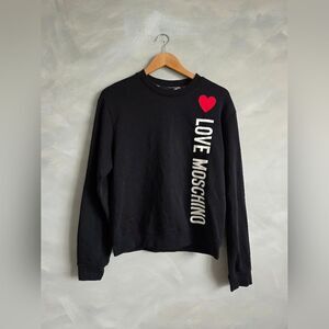 Love Moschino Crewneck Pullover Black Long Sleeve Sweatshirt Women Sz 4